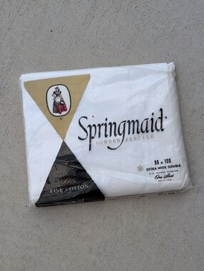 Springmaid White Percale Extra Wide Double Sheet Vintage New Package Deadstock